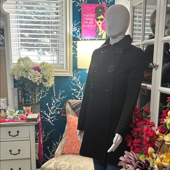 SOIA & KYOP Black Double-Breasted Pea Coat with Large Buttons - Picture 2 of 15